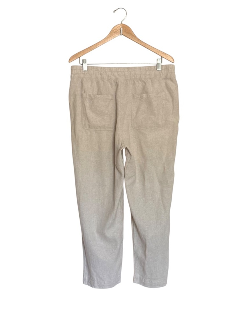 Old Navy Natural Linen Blend Elastic Waist Straight Leg Pants Size Large - Picture 4 of 8
